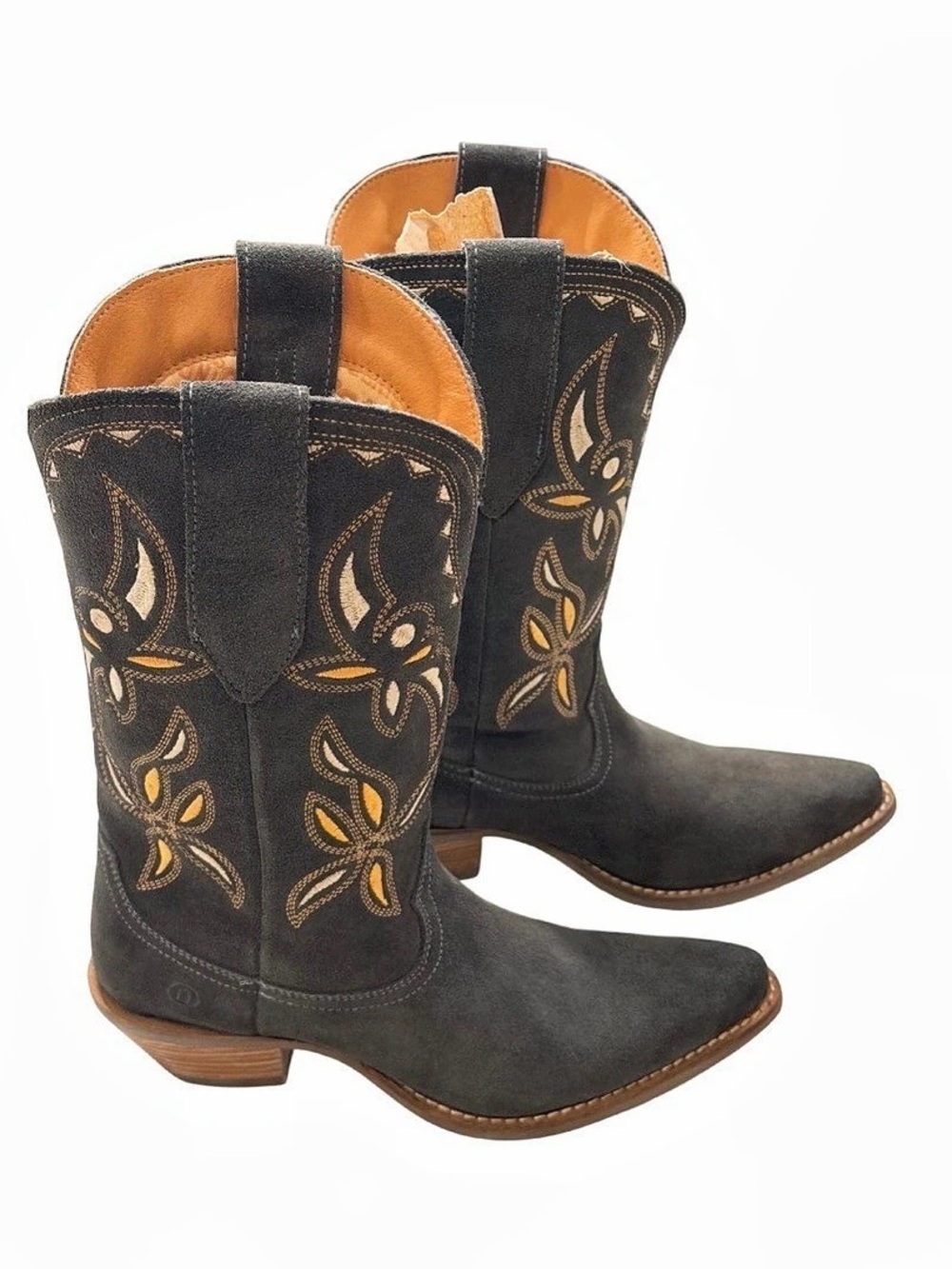 Dingo Sabana Grey Suede Embroidered Western Cowgirl Boots DI197 Size 7M